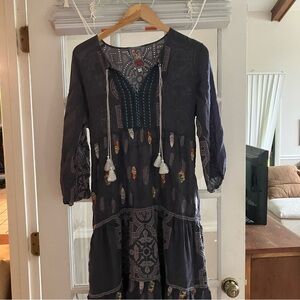 Johnny Was Embroidered Midi Dress